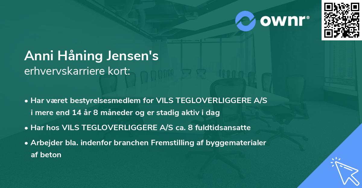 Anni Håning Jensen's erhvervskarriere kort