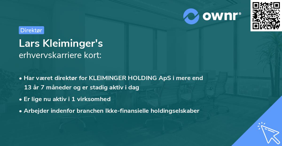 Lars Kleiminger's erhvervskarriere kort