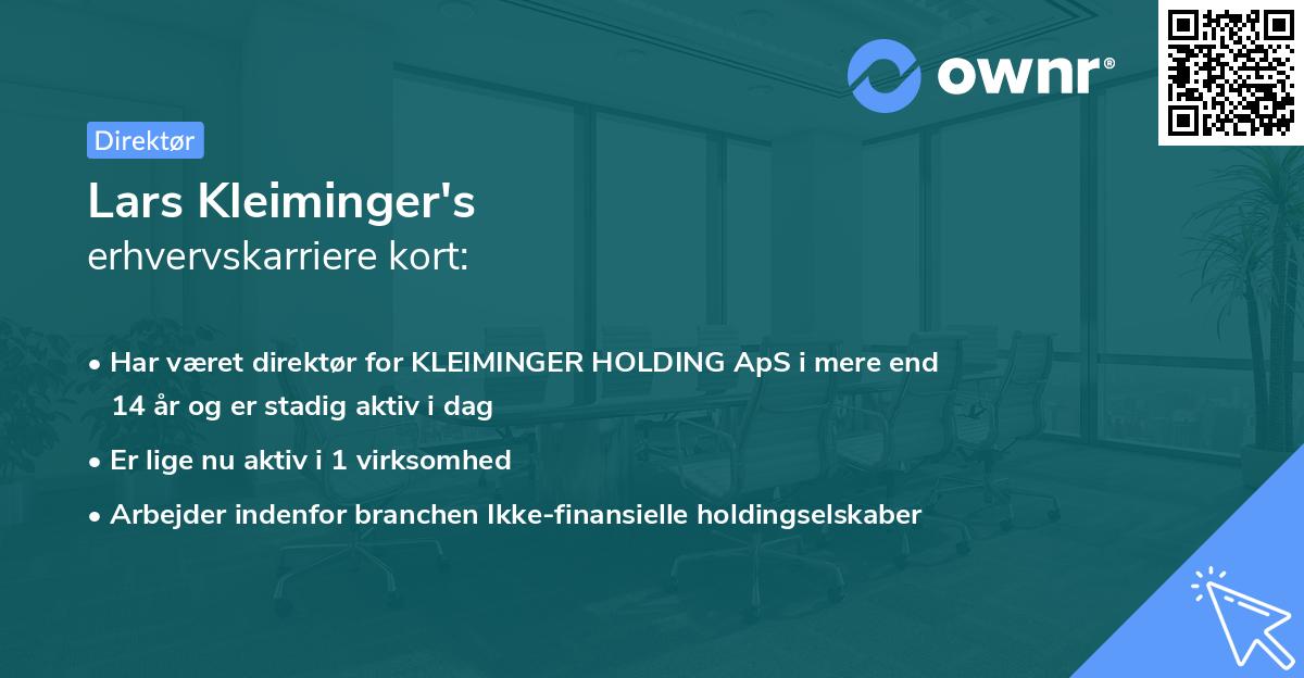 Lars Kleiminger's erhvervskarriere kort
