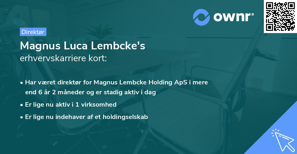 Magnus Luca Lembcke's erhvervskarriere kort