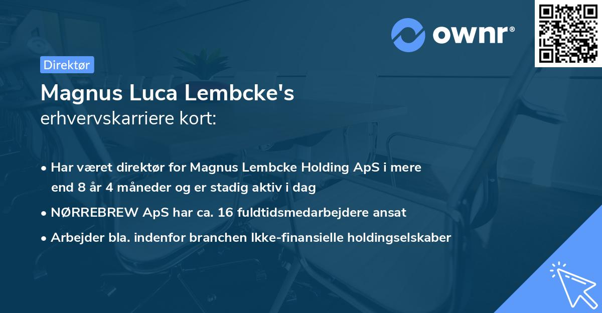 Magnus Luca Lembcke's erhvervskarriere kort
