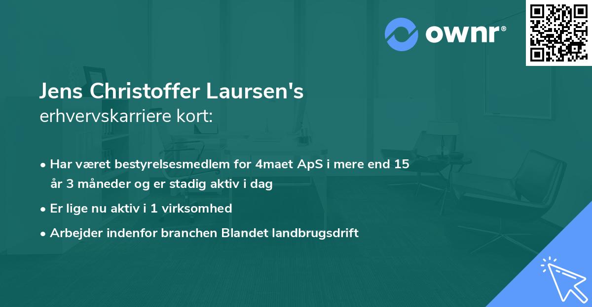 Jens Christoffer Laursen's erhvervskarriere kort