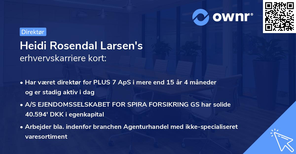 Heidi Rosendal Larsen's erhvervskarriere kort