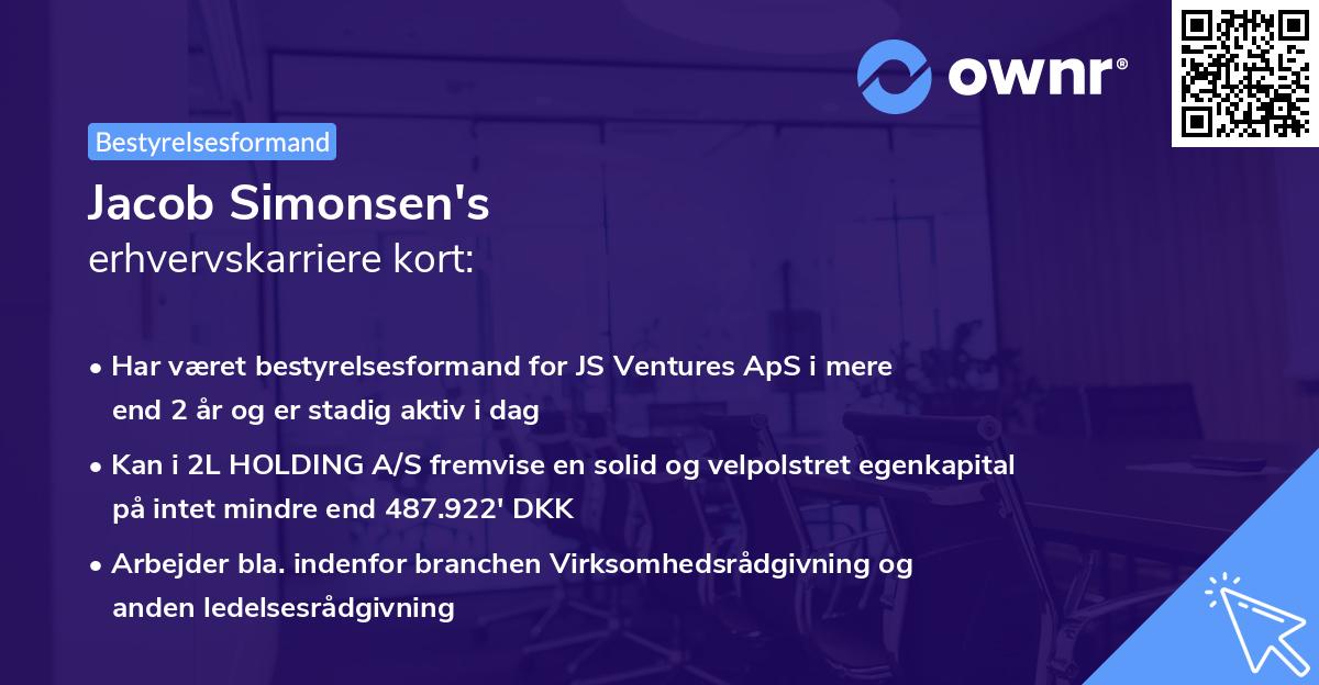 Jacob Simonsen's erhvervskarriere kort