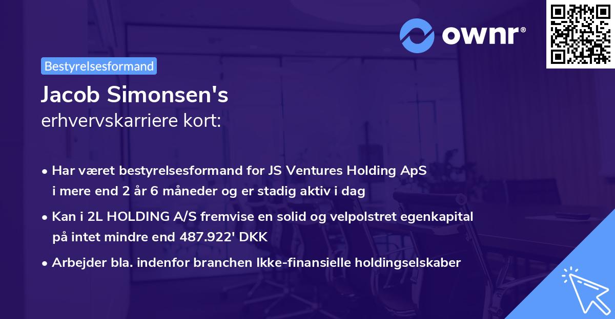Jacob Simonsen's erhvervskarriere kort