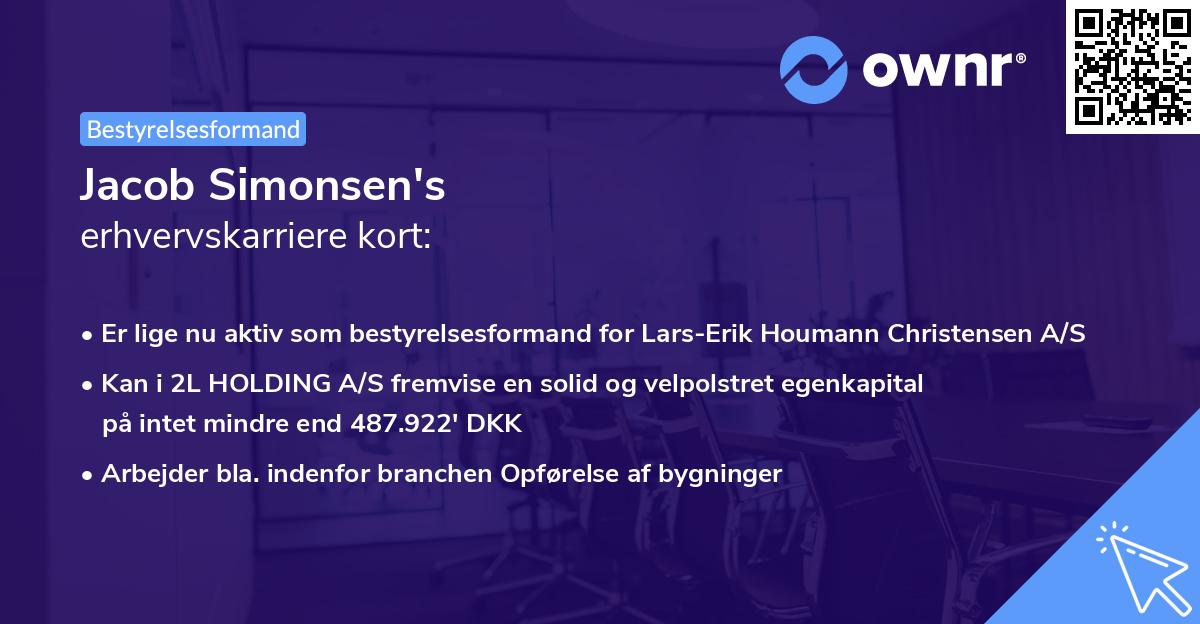 Jacob Simonsen's erhvervskarriere kort