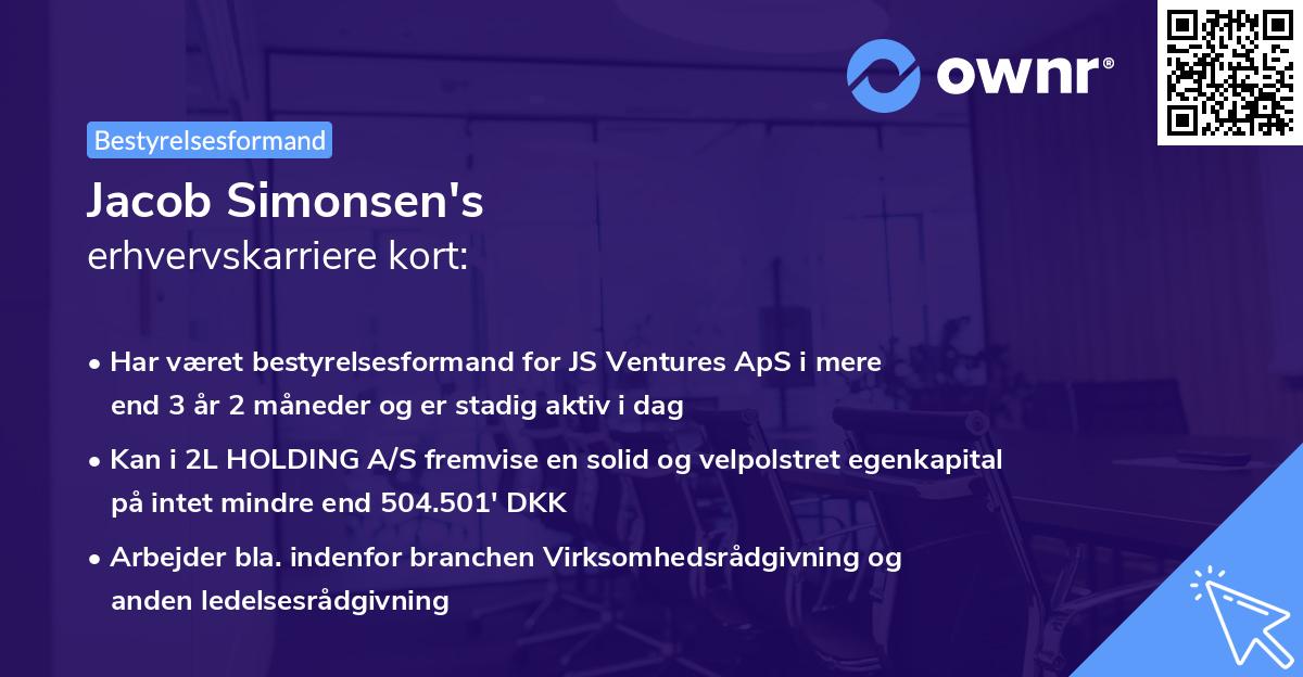 Jacob Simonsen's erhvervskarriere kort