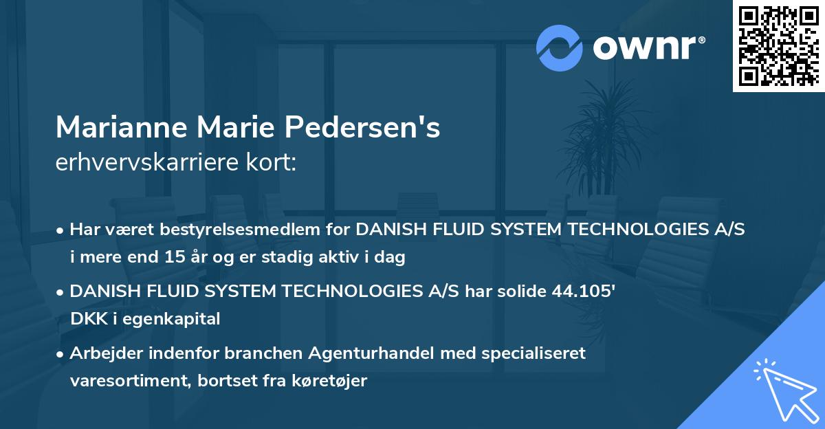 Marianne Marie Pedersen's erhvervskarriere kort