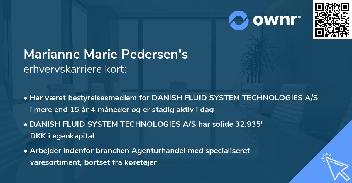 Marianne Marie Pedersen's erhvervskarriere kort