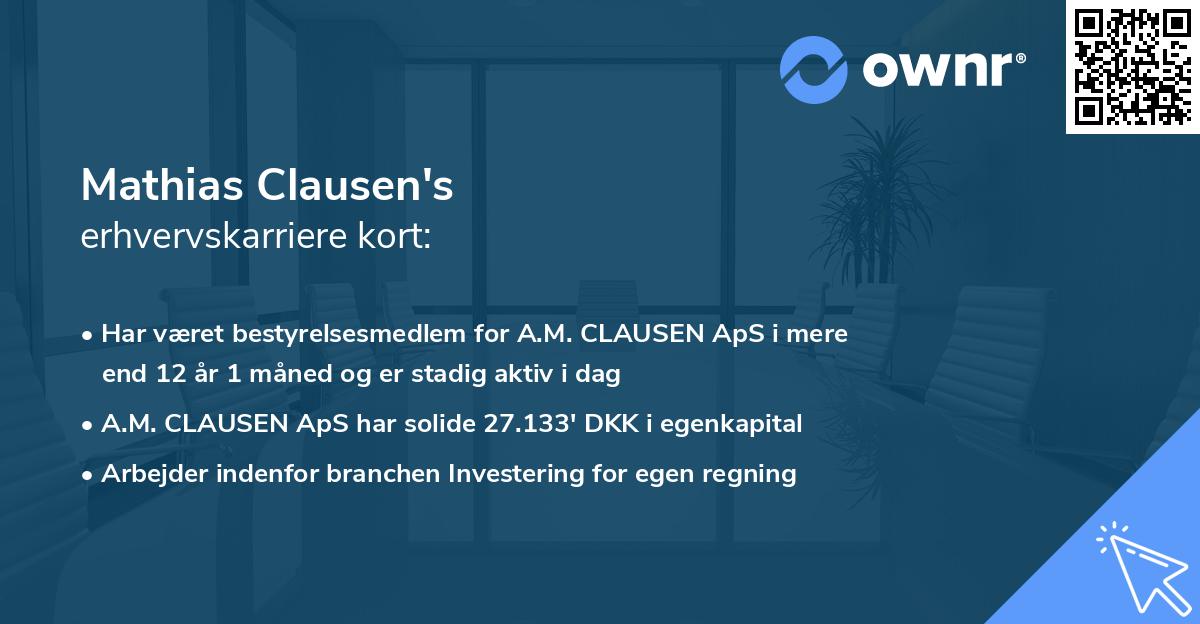 Mathias Clausen's erhvervskarriere kort