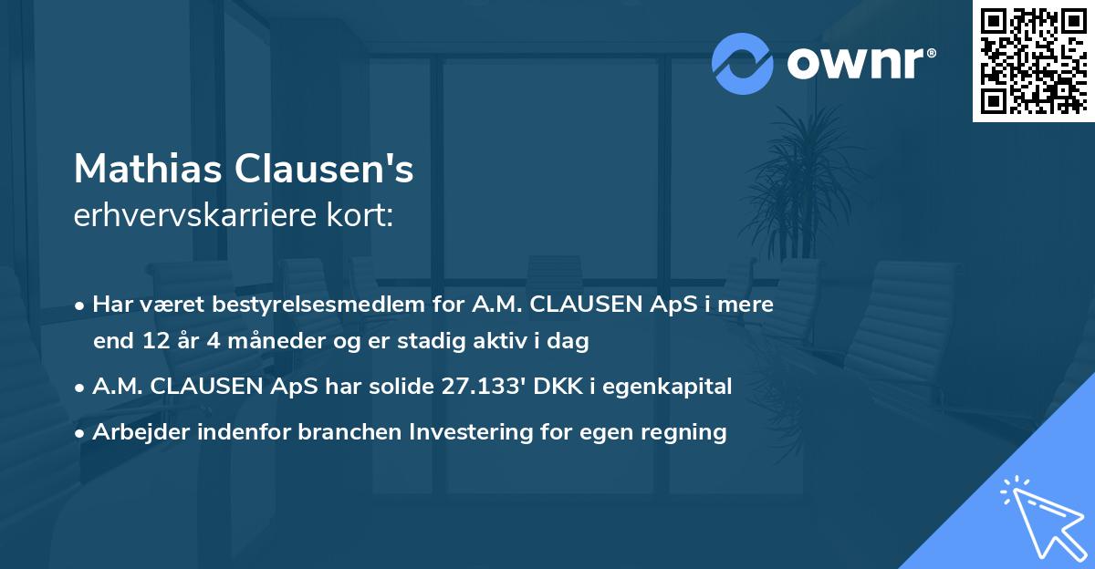 Mathias Clausen's erhvervskarriere kort