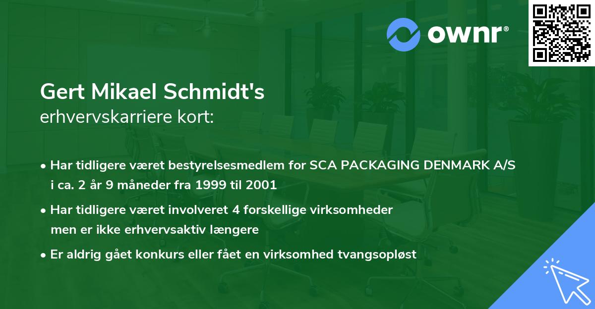 Gert Mikael Schmidt's erhvervskarriere kort