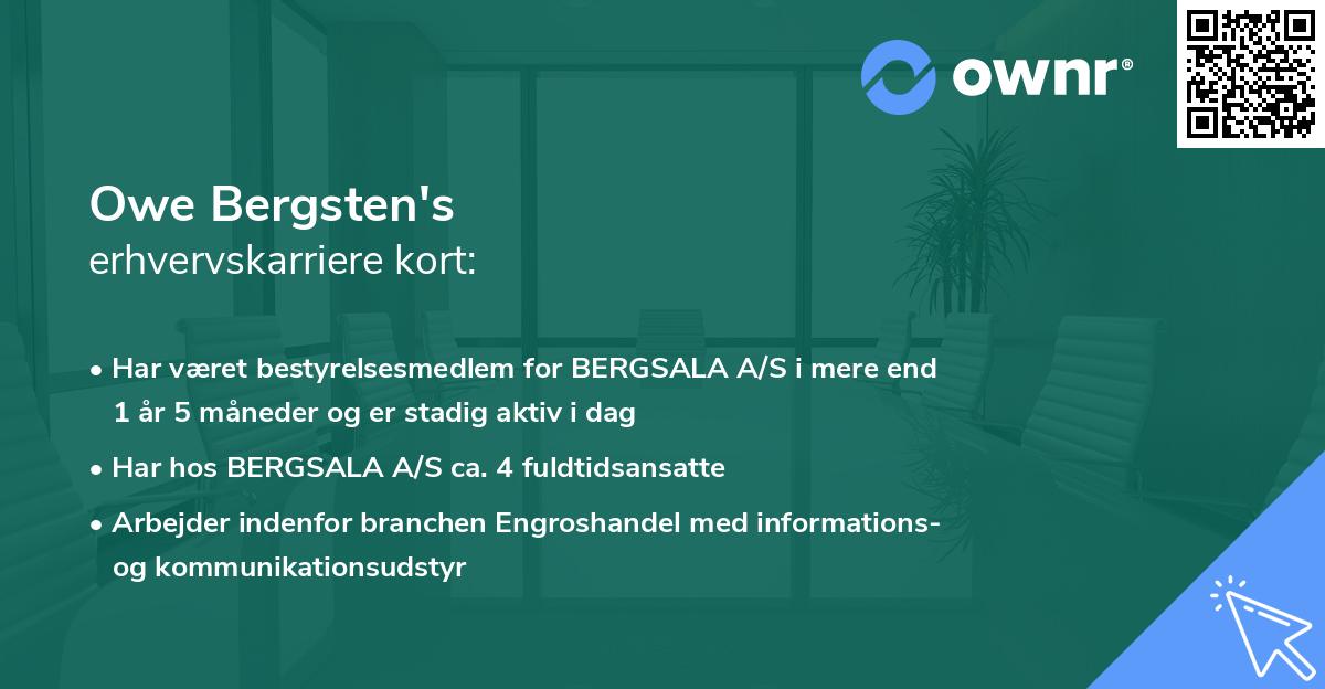 Owe Bergsten's erhvervskarriere kort