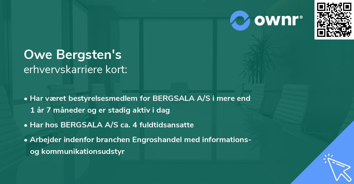 Owe Bergsten's erhvervskarriere kort