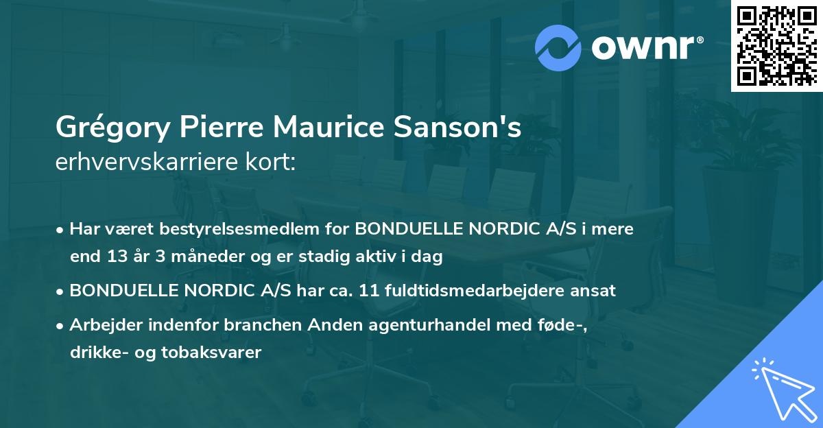 Grégory Pierre Maurice Sanson's erhvervskarriere kort