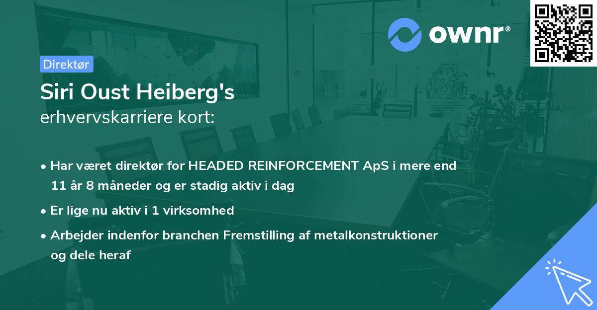 Siri Oust Heiberg's erhvervskarriere kort