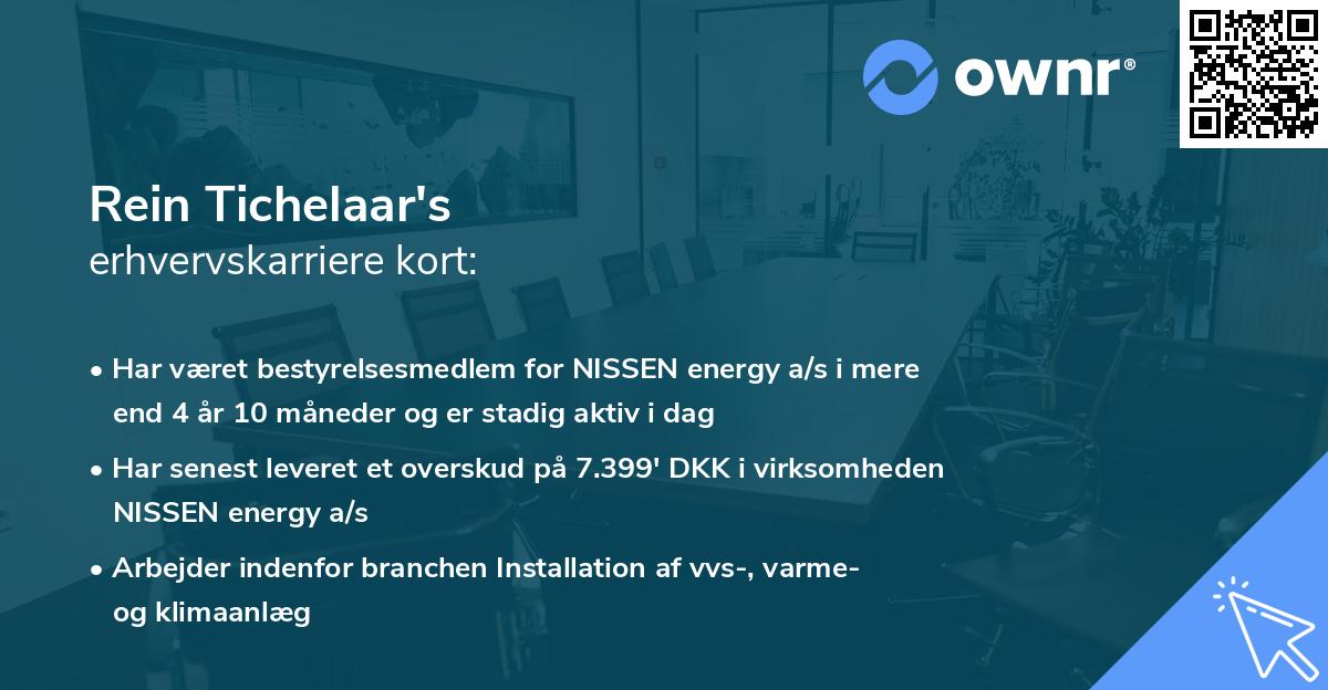 Rein Tichelaar's erhvervskarriere kort