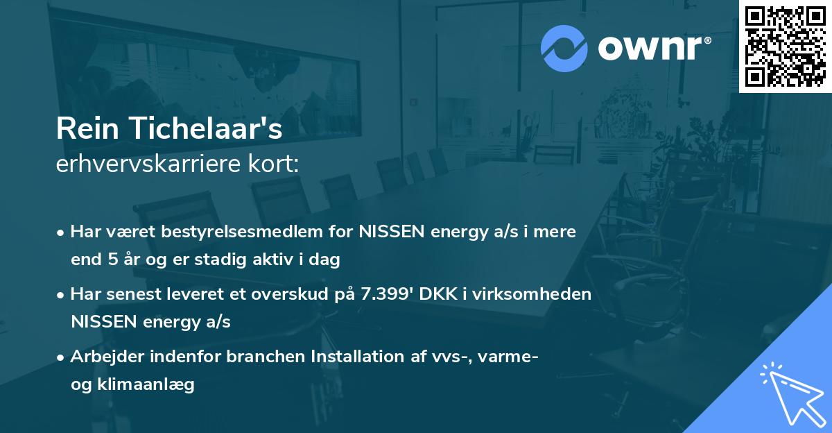 Rein Tichelaar's erhvervskarriere kort