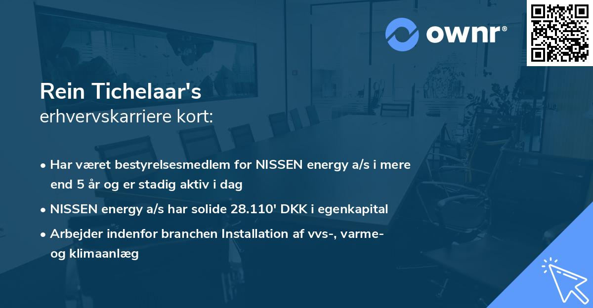 Rein Tichelaar's erhvervskarriere kort