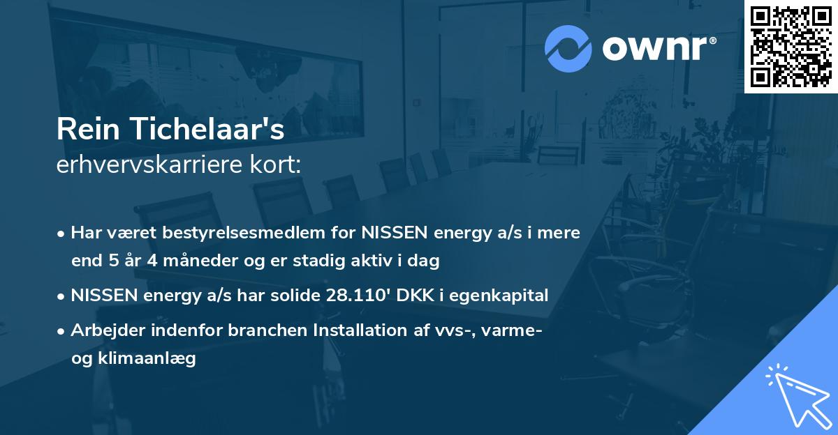 Rein Tichelaar's erhvervskarriere kort