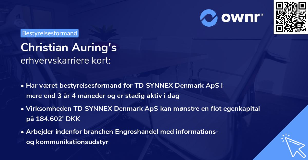 Christian Auring's erhvervskarriere kort