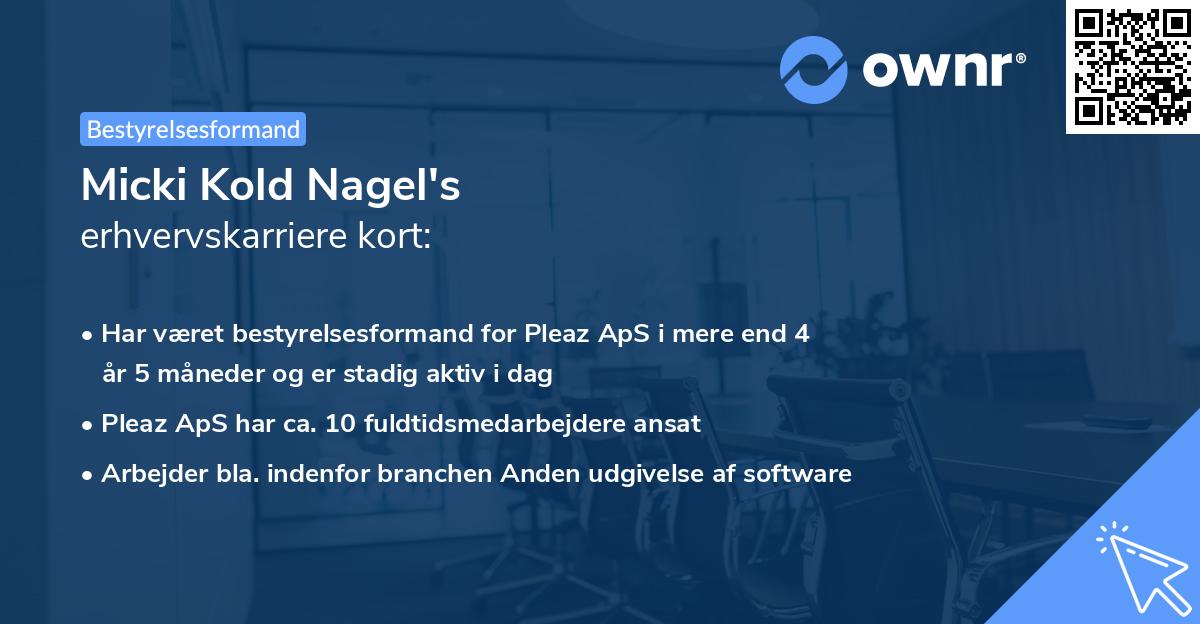 Micki Kold Nagel's erhvervskarriere kort