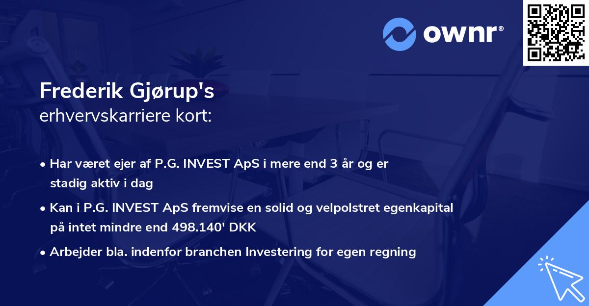 Frederik Gjørup's erhvervskarriere kort