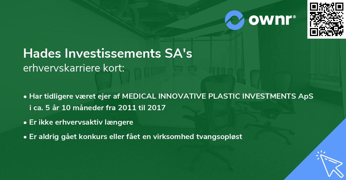 Hades Investissements SA's erhvervskarriere kort