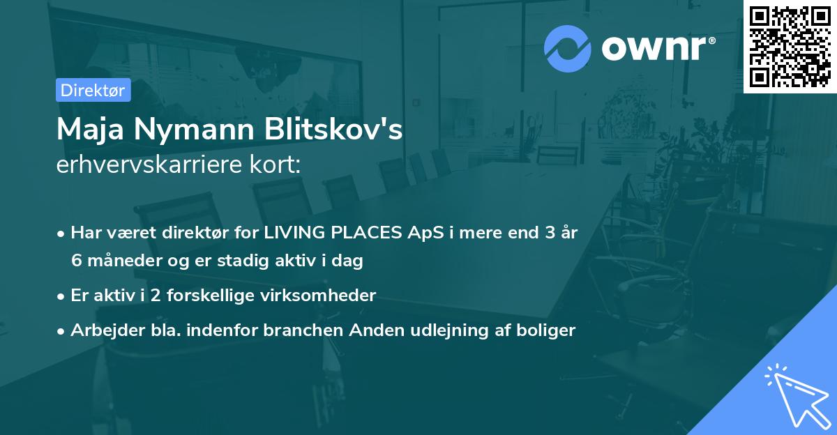 Maja Nymann Blitskov's erhvervskarriere kort