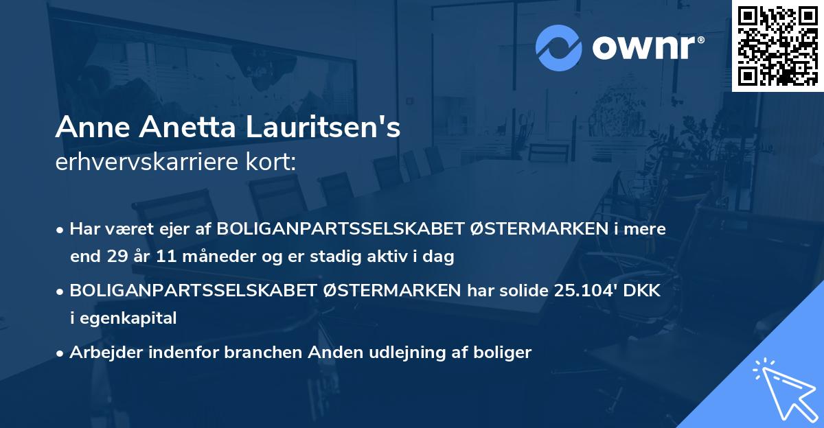 Anne Anetta Lauritsen's erhvervskarriere kort