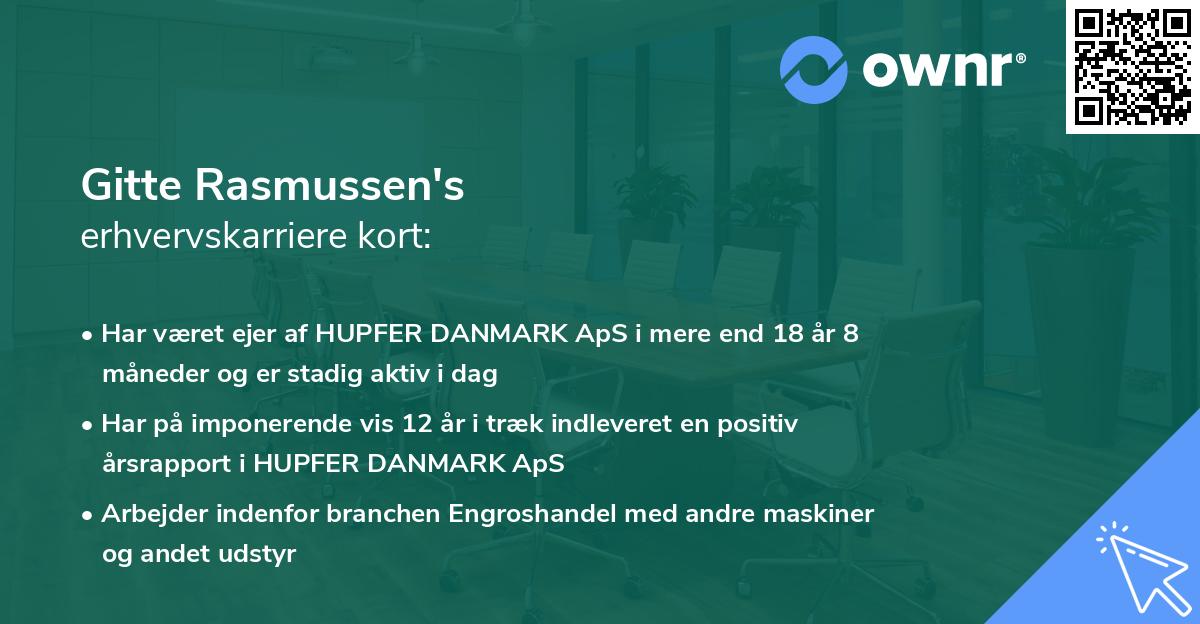 Gitte Rasmussen's erhvervskarriere kort