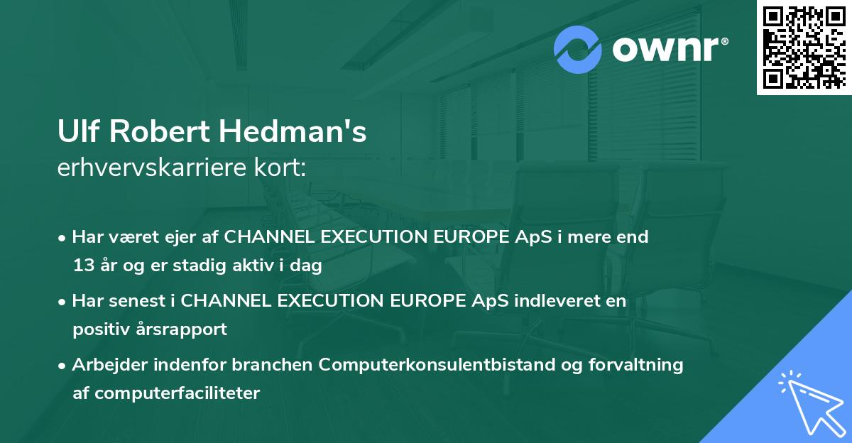 Ulf Robert Hedman's erhvervskarriere kort