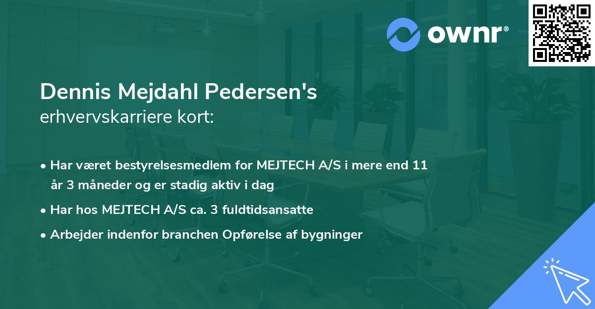 Dennis Mejdahl Pedersen's erhvervskarriere kort