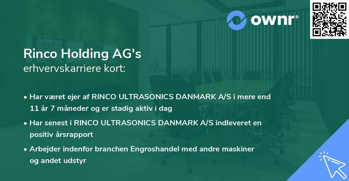 Rinco Holding AG's erhvervskarriere kort