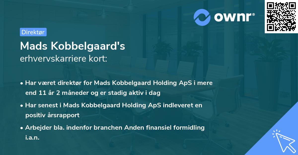 Mads Kobbelgaard's erhvervskarriere kort