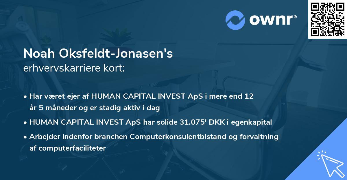 Noah Oksfeldt-Jonasen's erhvervskarriere kort