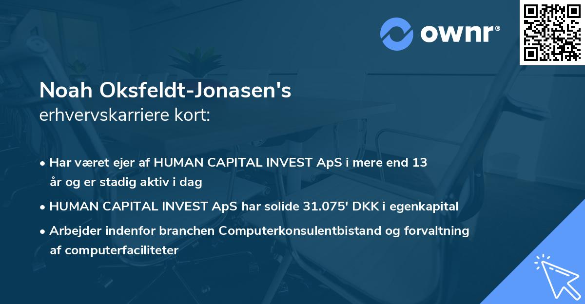 Noah Oksfeldt-Jonasen's erhvervskarriere kort