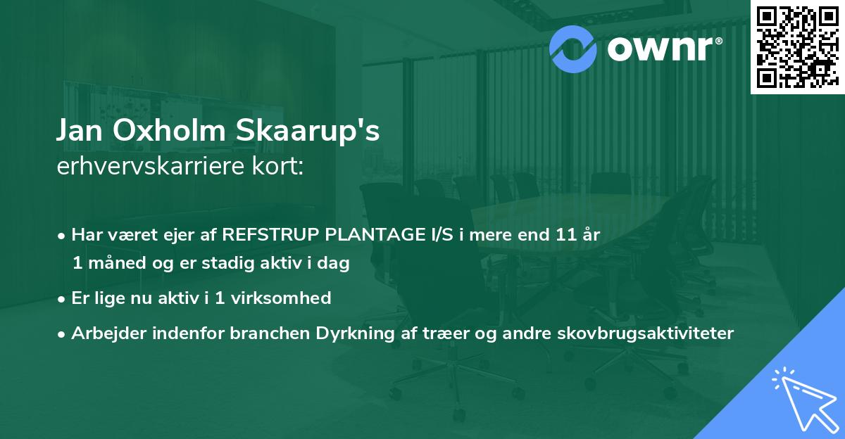 Jan Oxholm Skaarup's erhvervskarriere kort