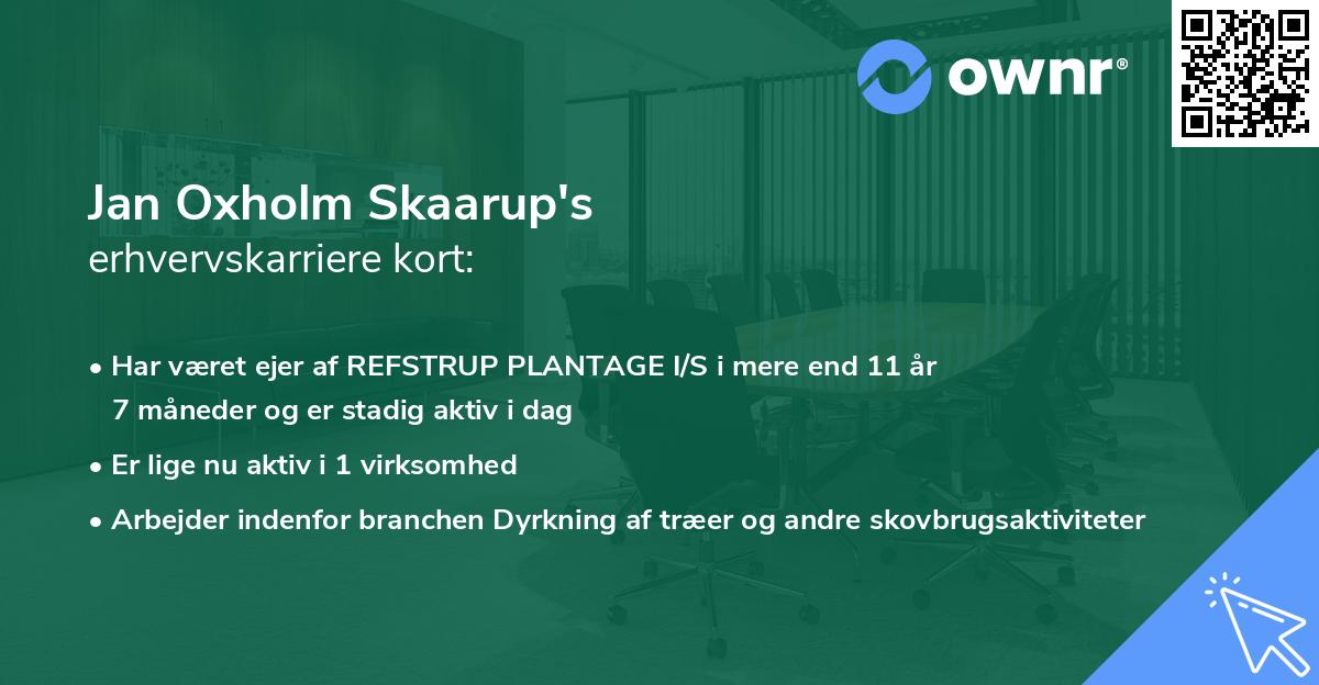 Jan Oxholm Skaarup's erhvervskarriere kort