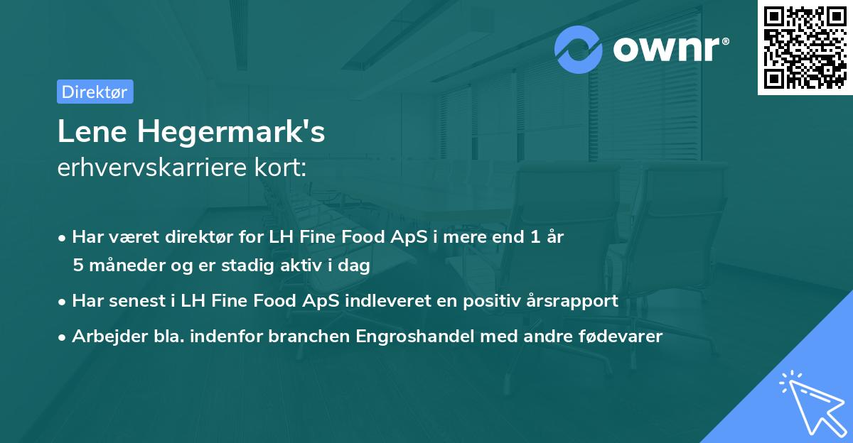 Lene Hegermark's erhvervskarriere kort