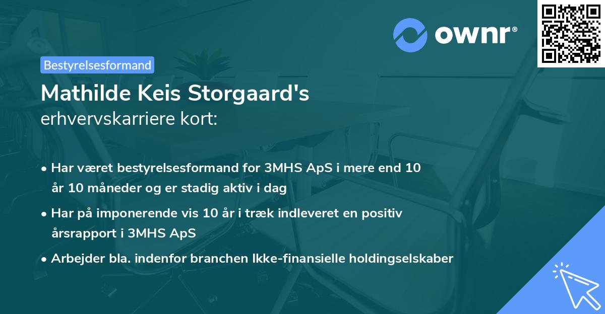 Mathilde Keis Storgaard's erhvervskarriere kort