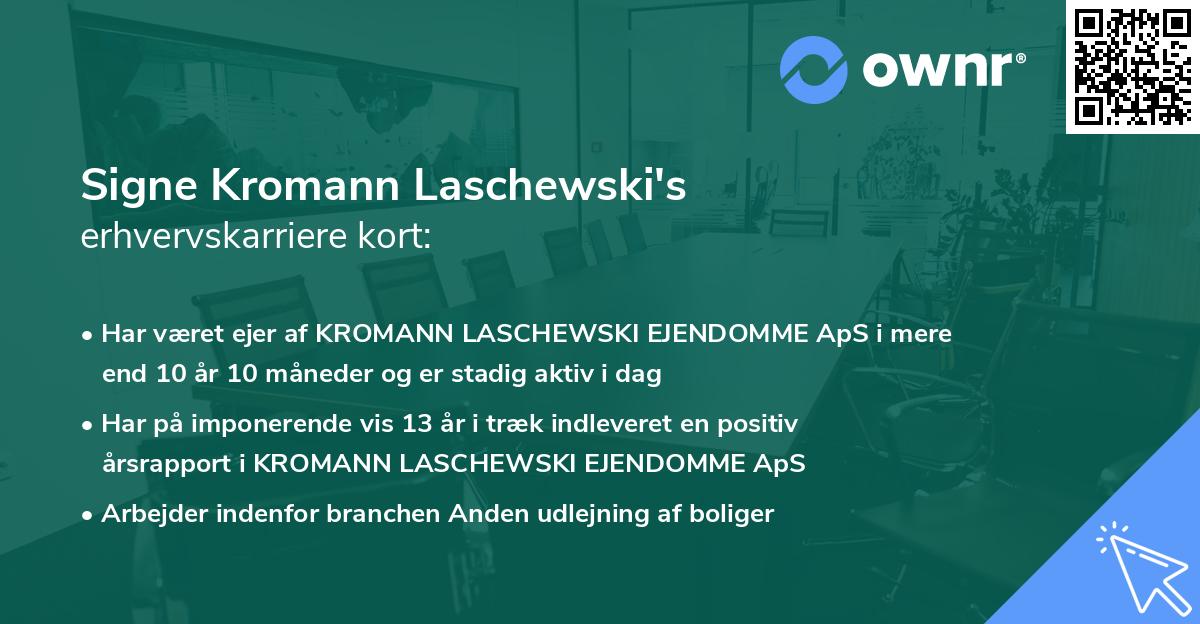 Signe Kromann Laschewski's erhvervskarriere kort
