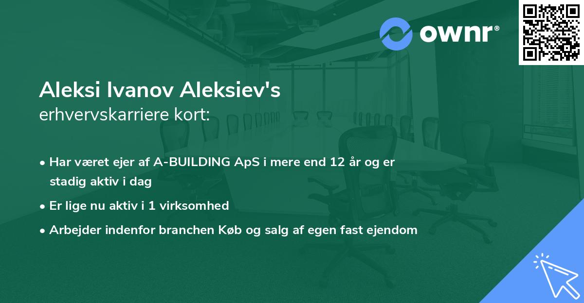 Aleksi Ivanov Aleksiev's erhvervskarriere kort