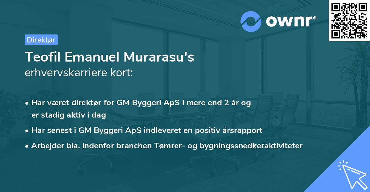 Teofil Emanuel Murarasu's erhvervskarriere kort