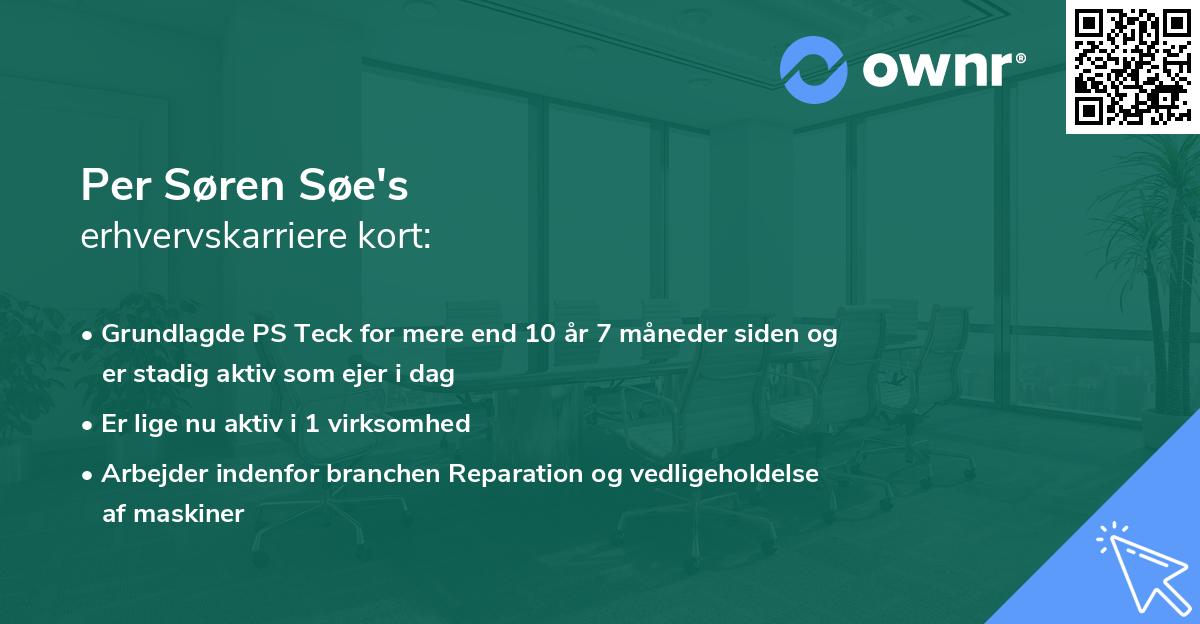 Per Søren Søe's erhvervskarriere kort