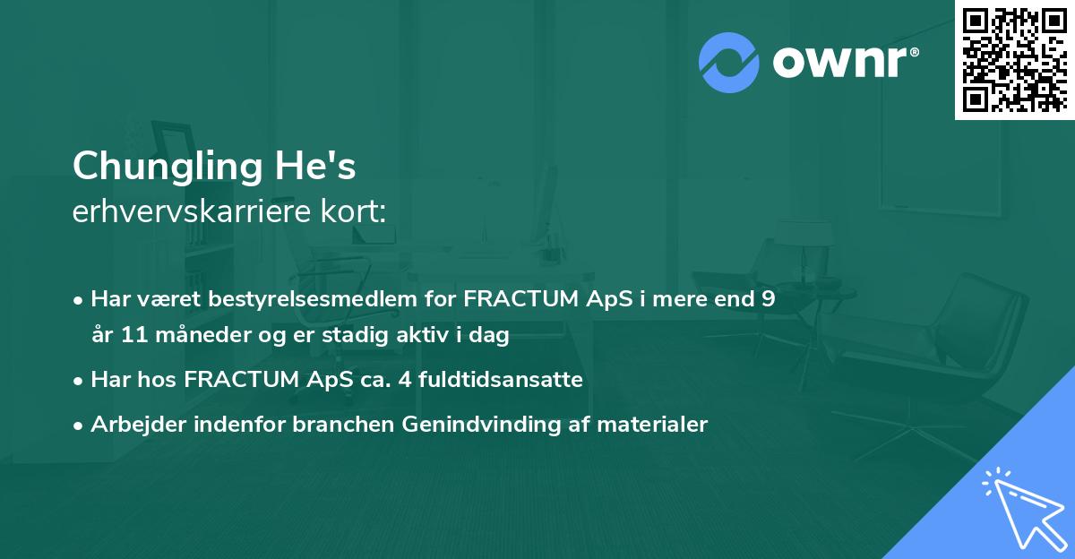 Chungling He's erhvervskarriere kort