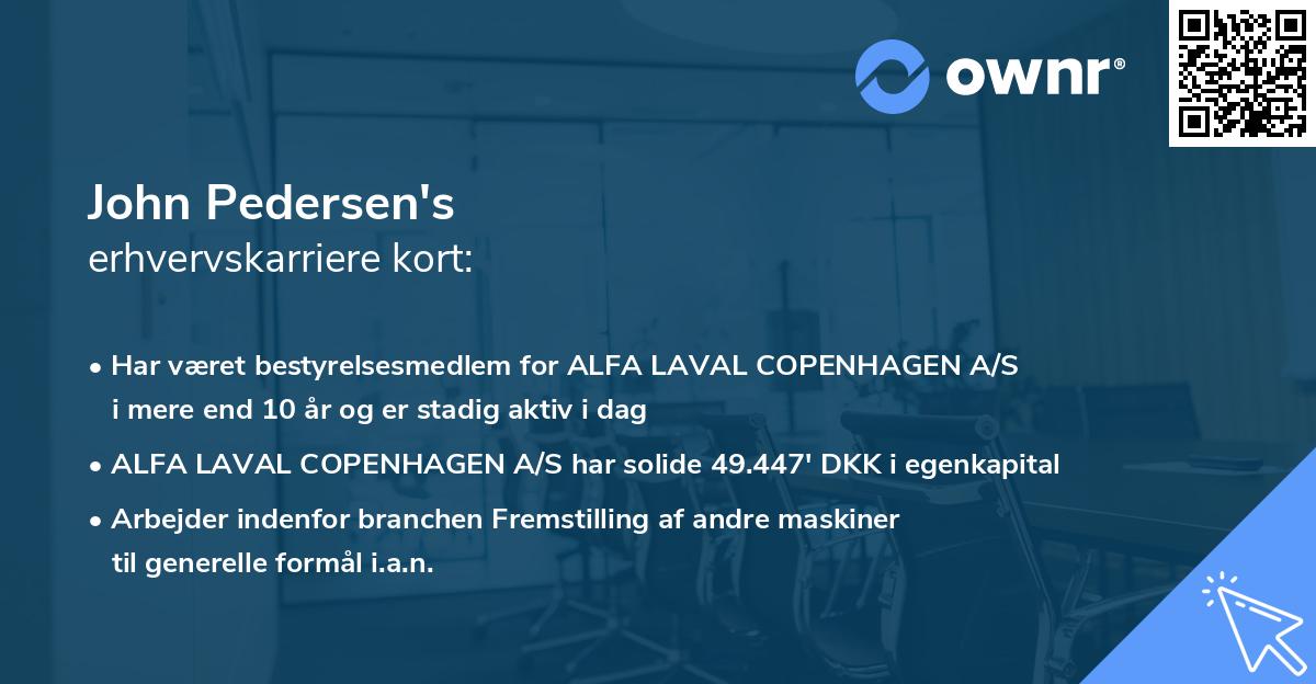 John Pedersen's erhvervskarriere kort