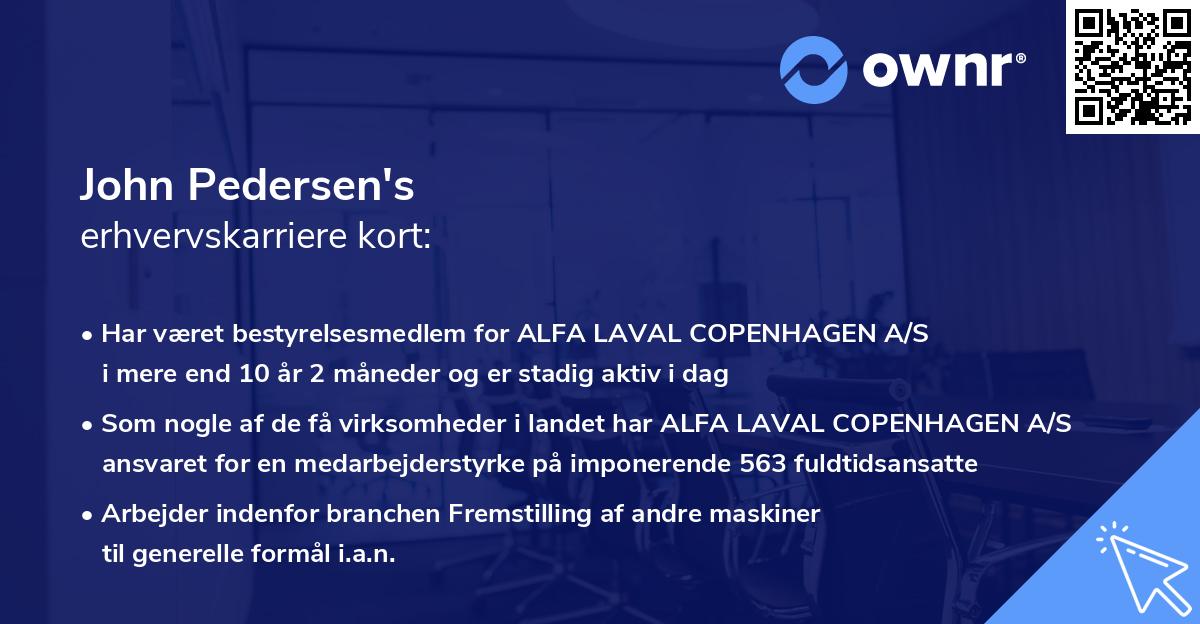 John Pedersen's erhvervskarriere kort