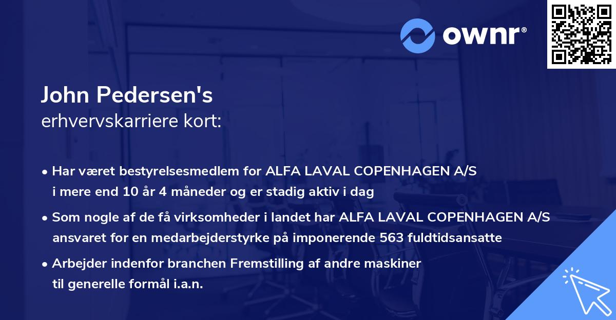 John Pedersen's erhvervskarriere kort