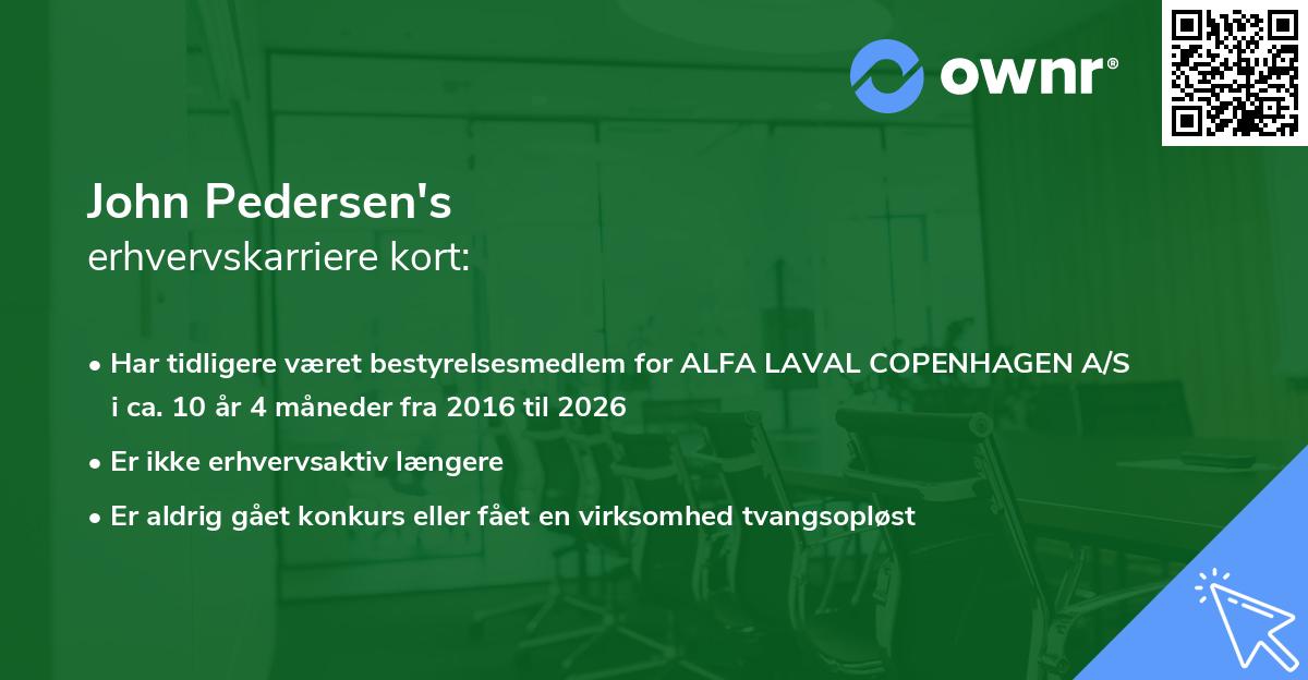 John Pedersen's erhvervskarriere kort